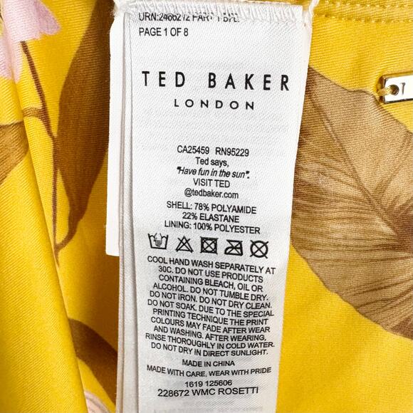 Ted Baker Womens Cabana Balconette Swimsuit Yellow Floral Removable Straps 12 - Picture 5 of 16